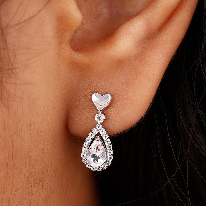 Korean style temperament earrings love water drop earrings micro inlaid exquisite earrings for women