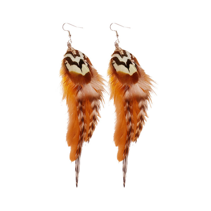 Creative Natural Feather Earrings with Wild Bohemian Vintage Style