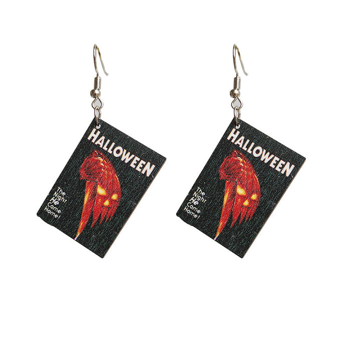 Halloween book wooden earrings