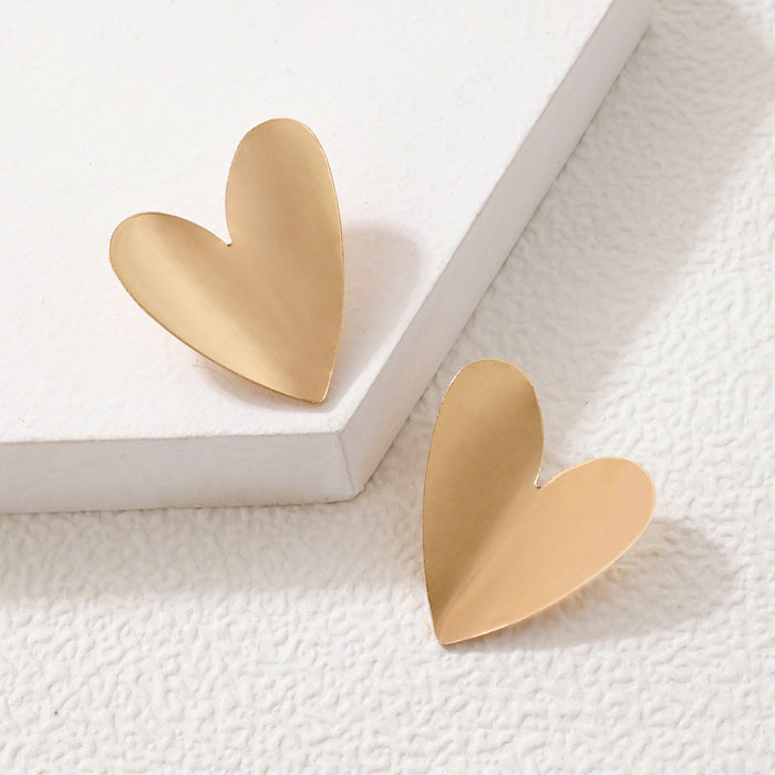 Gold Heart Earrings Geometric Heart Earrings