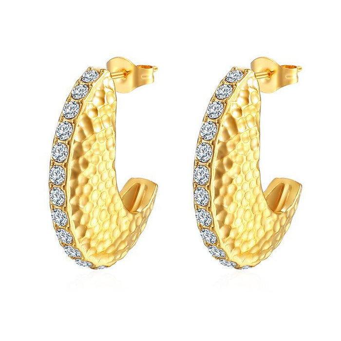 18K gold titanium steel multi-layer winding earrings C-shaped earrings