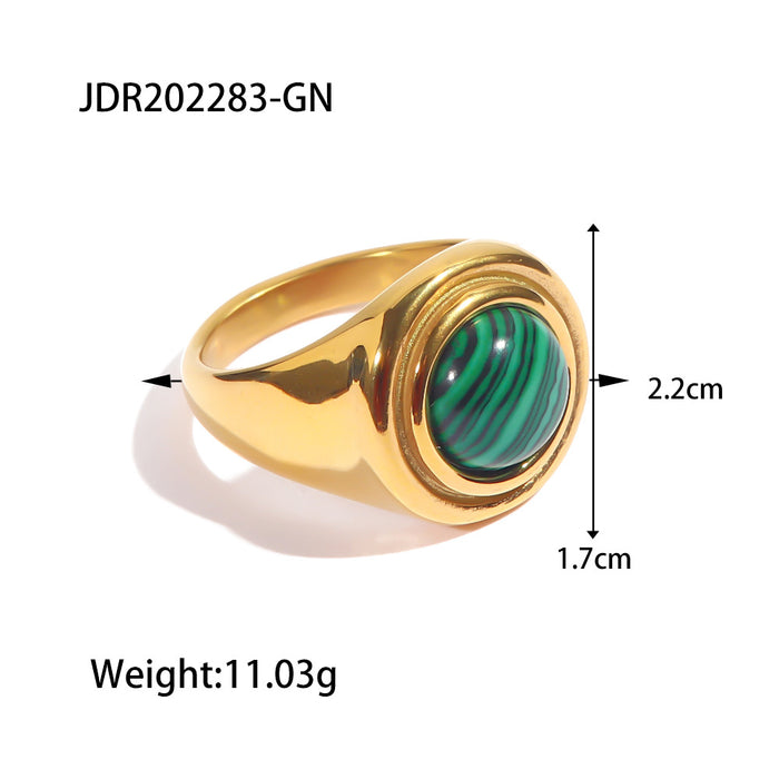 18K Gold Plated Stainless Steel Oval Open Ring - Trendy Fashion Jewelry