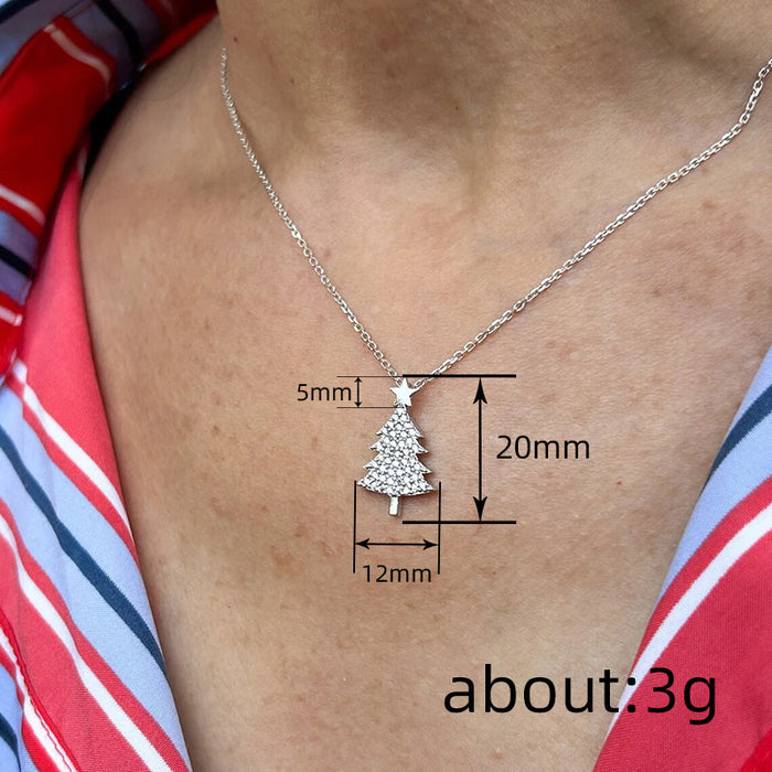 Christmas Zircon Star Necklace Christmas Tree Pendant