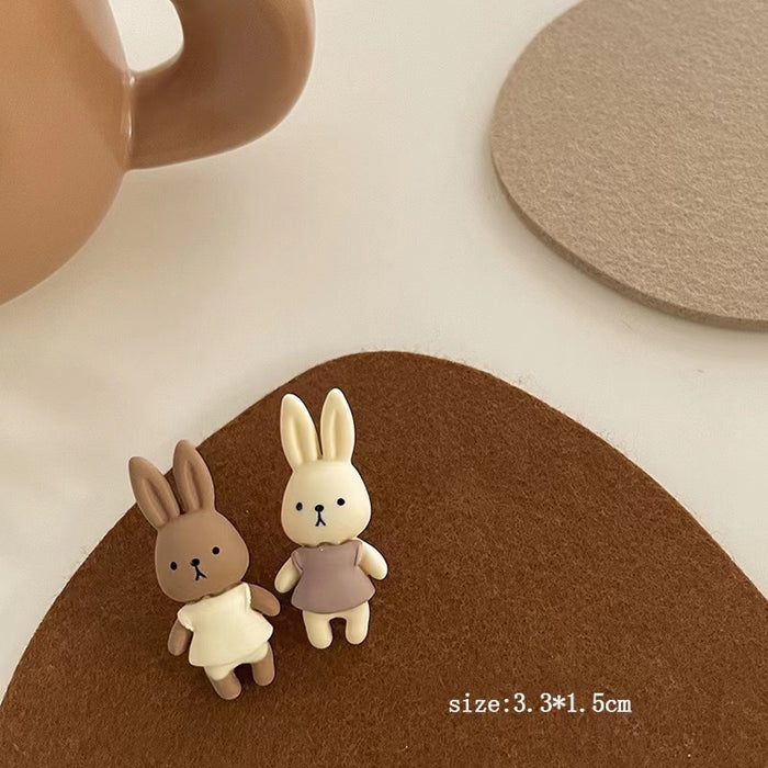 Cartoon bear earrings milk coffee color sweet earrings