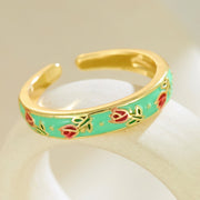 Wholesale dripping flower open rings - wallojewerly 