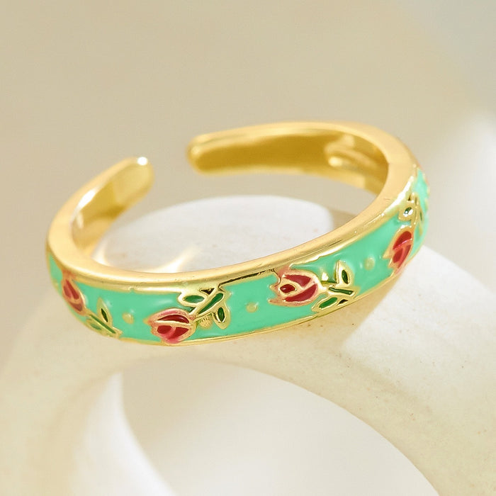 Wholesale dripping flower open rings