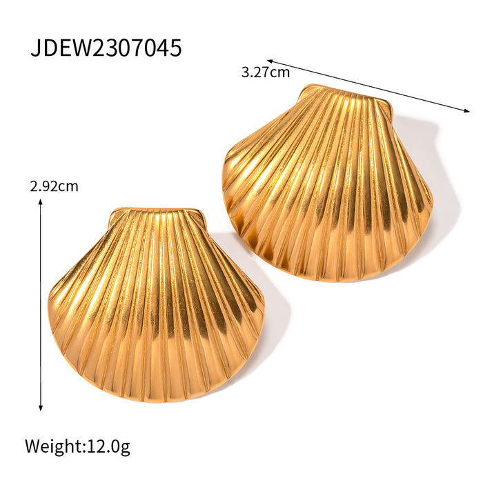 Pendientes de acero inoxidable chapado en oro de 18 quilates con doble capa: joyería de acero y titanio de dos tonos