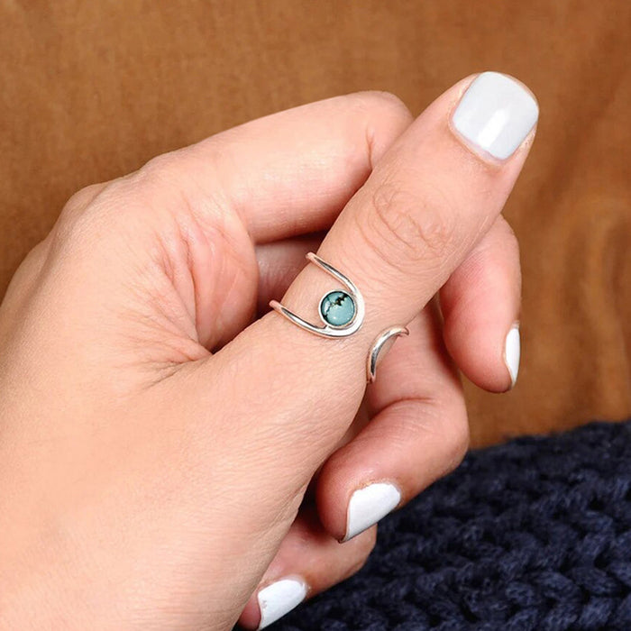 Imitation natural stone open adjustable simple line ring for women