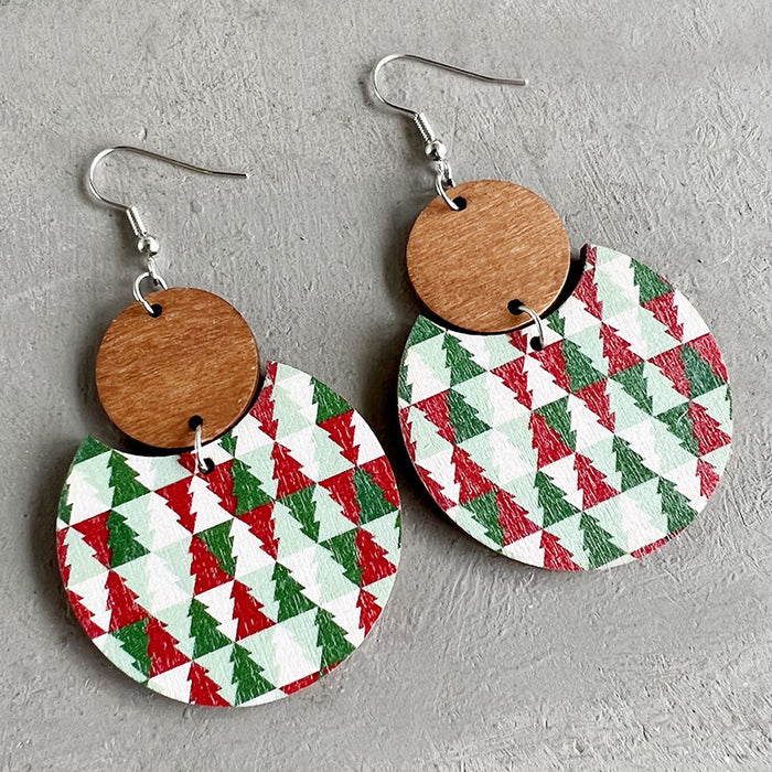 Wooden Christmas Snowflake Earrings