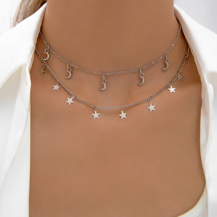 Collar con colgante de borlas de estrellas y lunas con capas creativas