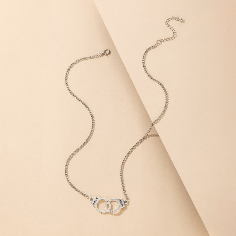 Fashionable Handcuff Double-Layer Anklet with Letter and Silver Chain Design