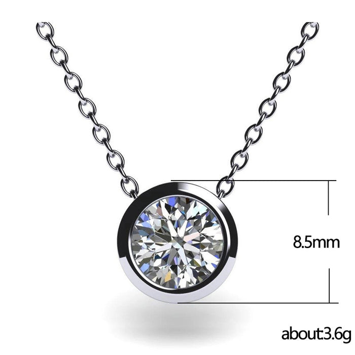 Simple geometric round single diamond women's clavicle necklace