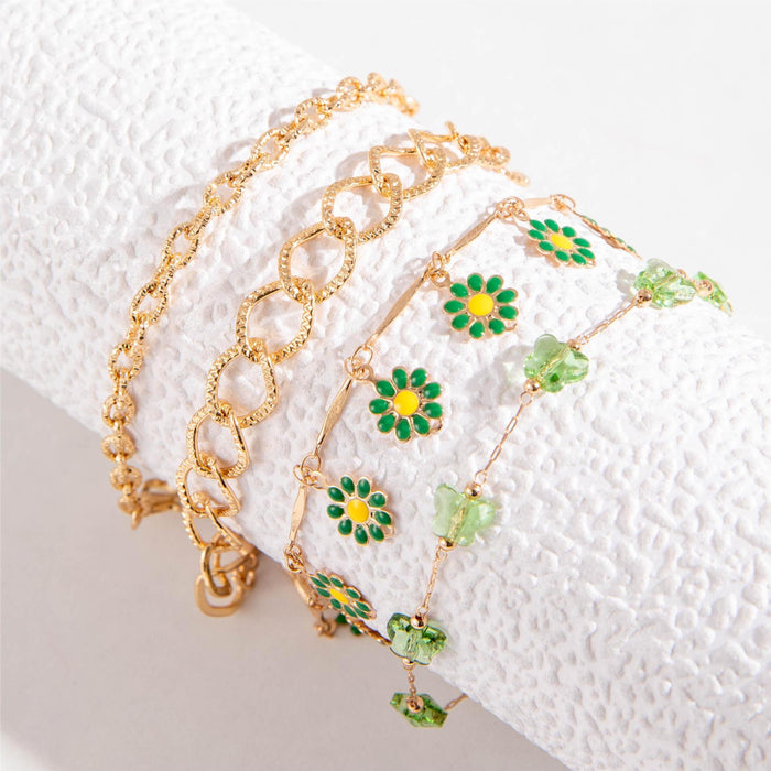 Bohemian Colorful Daisy Flower Beaded Bracelet Set - Creative Geometric Chain Jewelry