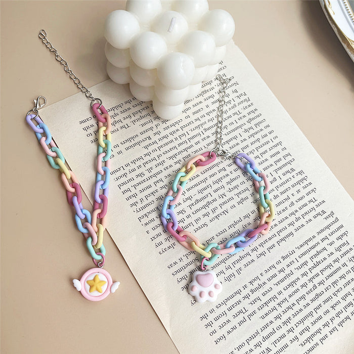 Acrylic rainbow cat claws girlfriend bracelet Lolita style