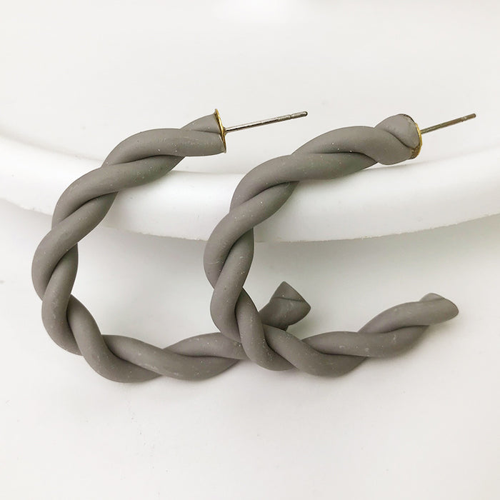 Bold Twisted Half-Moon Clay Earrings - Minimalist Handmade Jewelry"