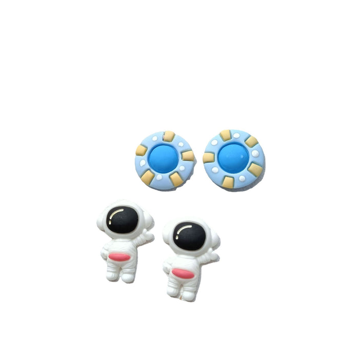 Astronaut spaceship earrings blue S925 silver soft girl style earrings