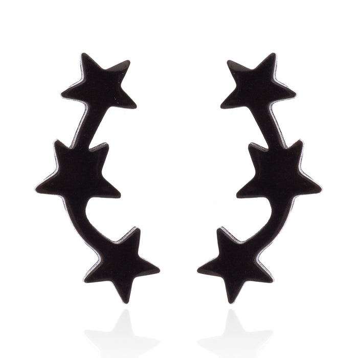 Black star and moon earrings, cross-border new stainless steel simple star and moon earrings personalized accessories wholesale