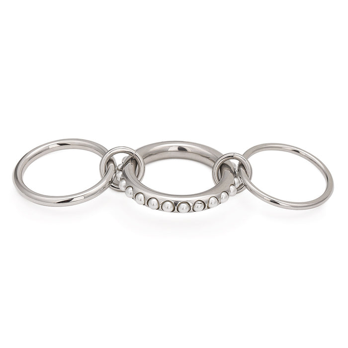 Stainless steel multi-layer pearl stacking ring titanium steel