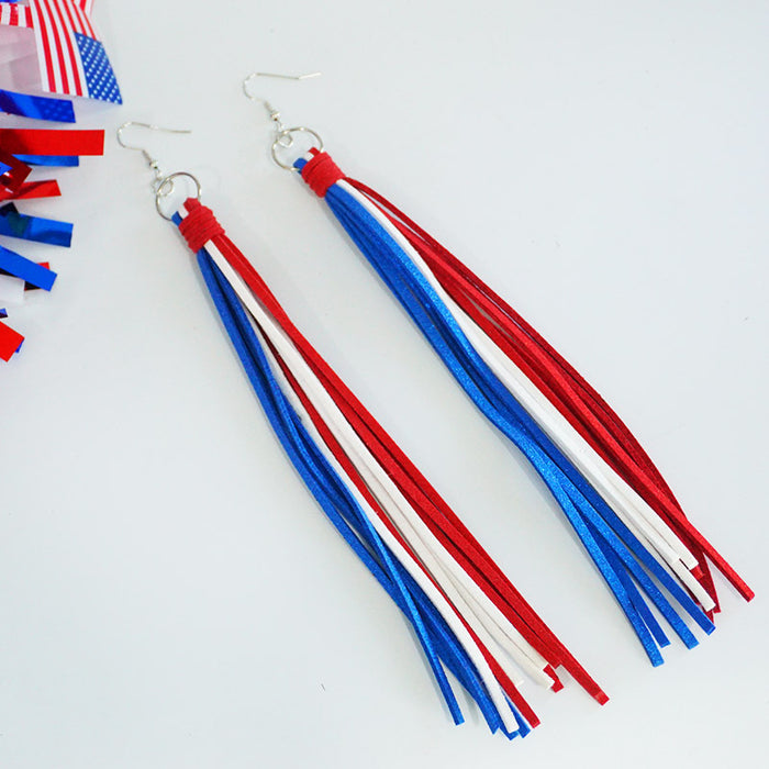 Patriotic Bohemian Tassel Earrings with Handcrafted Design for Independence Day