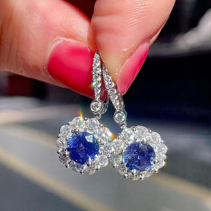 Beautiful royal blue zircon earrings anniversary gift