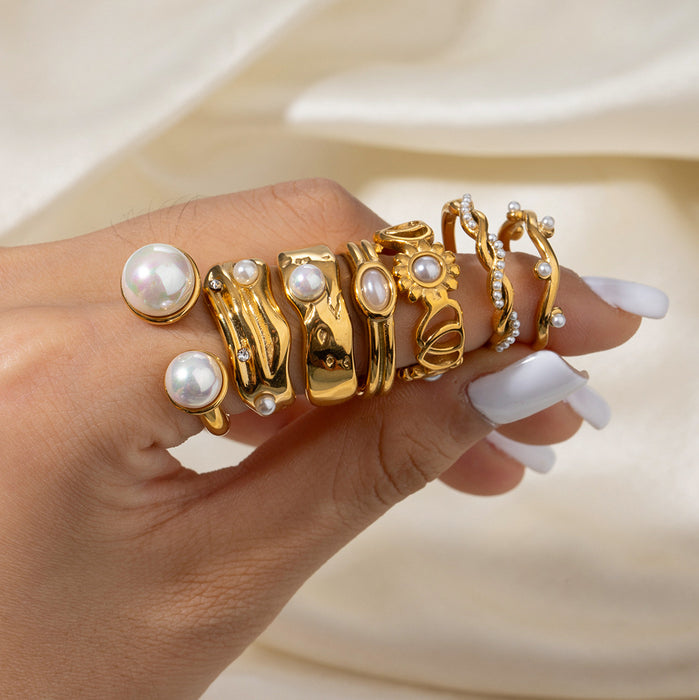Stainless steel pearl ring