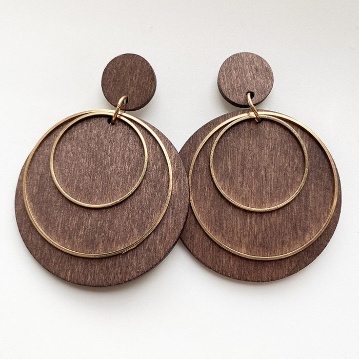 Wooden water drop earrings