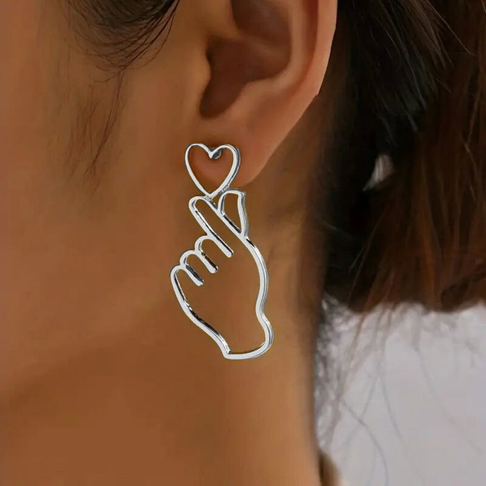 Hollow heart earrings European and American exaggerated earrings