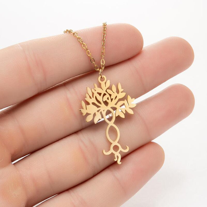 Collar con colgante de árbol de la vida, cadena de clavícula con diseño de árbol de los deseos de acero de titanio, regalo creativo, estilo Ins para mujer