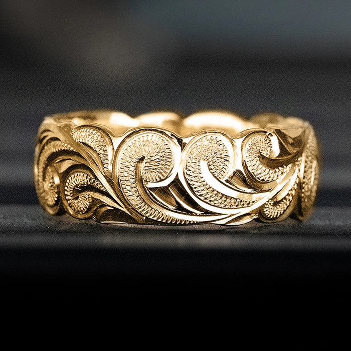 Zircon flower men's retro textured index finger ring niche