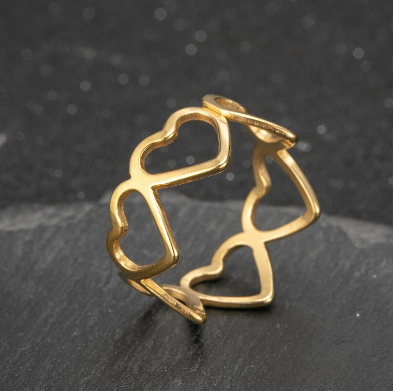 Anillos huecos de amor, venta al por mayor de anillos simples abiertos de acero inoxidable para mujer