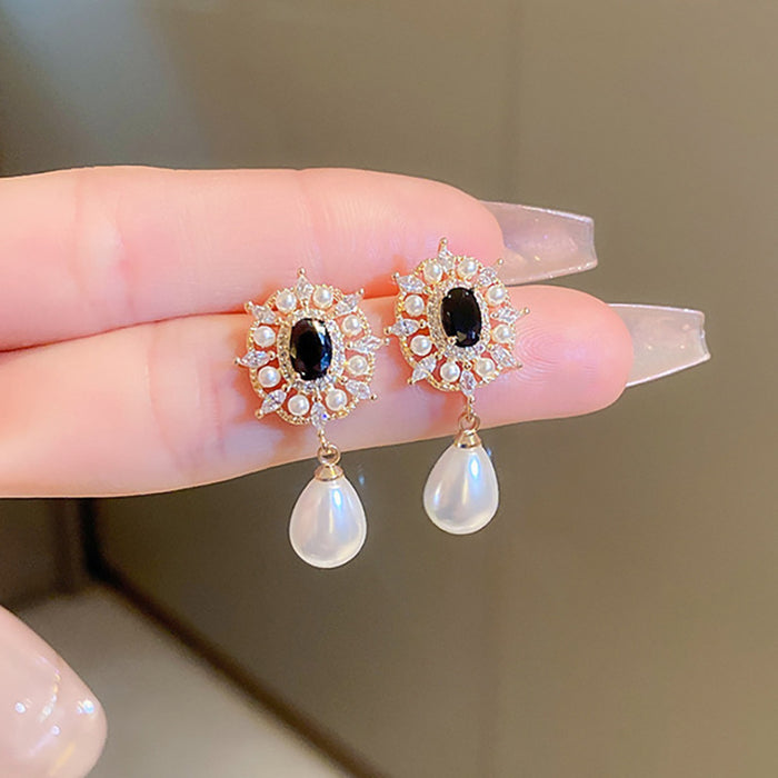 Luxury floral zircon earrings, exquisite bridal earrings