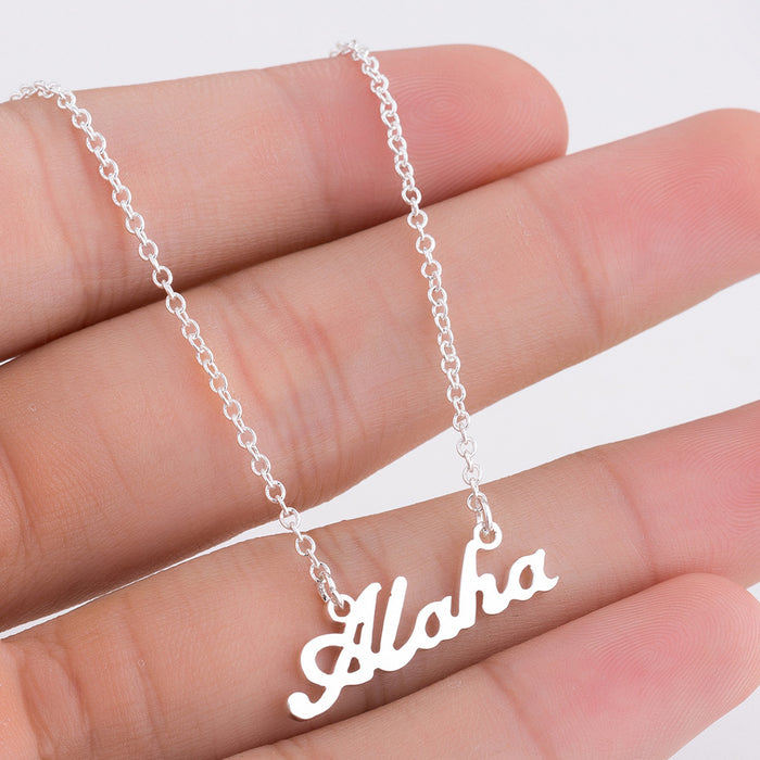 Alaha letter combination necklace, ins retro fashion English letter clavicle chain female jewelry