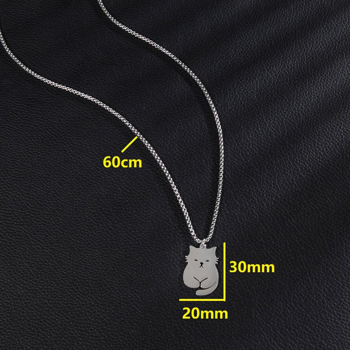 Cat pendant necklace, stainless steel fashion cute animal pet jewelry accessories cross-border wholesale