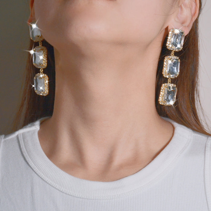 Pendientes de aro con diamantes de imitación clásicos: colgantes exagerados para un look atrevido