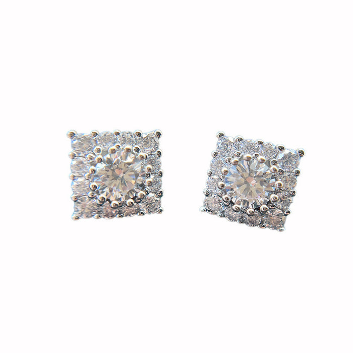 Shiny textured earrings, versatile diamond earrings