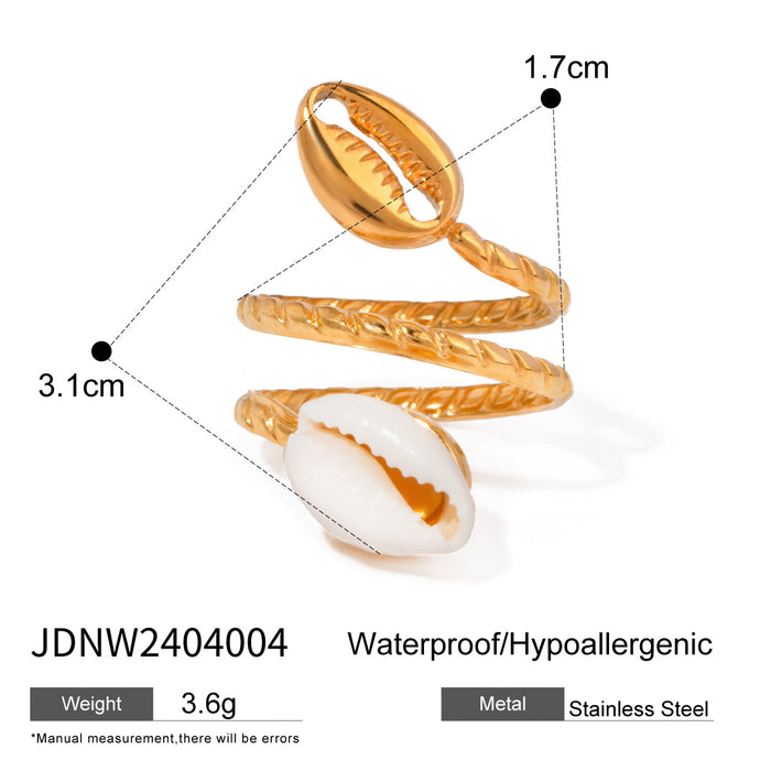 Stainless Steel Shell Asymmetrical Open Ring