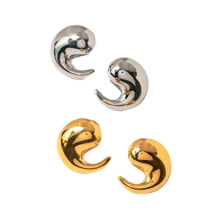 Hot Trend 18K Gold Stainless Steel Waterdrop Stud Earrings - Minimalist Titanium Steel Jewelry