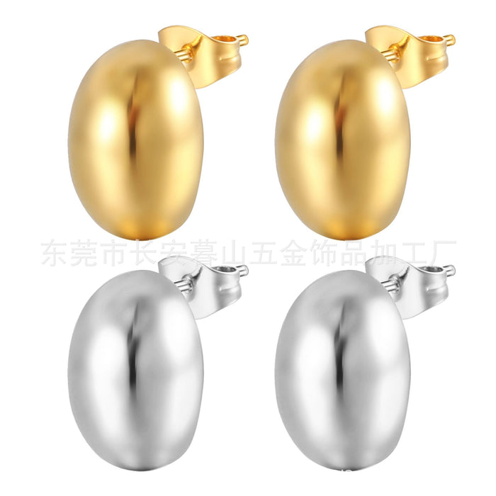 Pearl inlaid stainless steel earrings 18K floral shape women's earrings