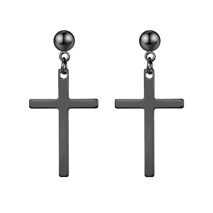 New titanium steel cross earrings simple unisex stainless steel earrings