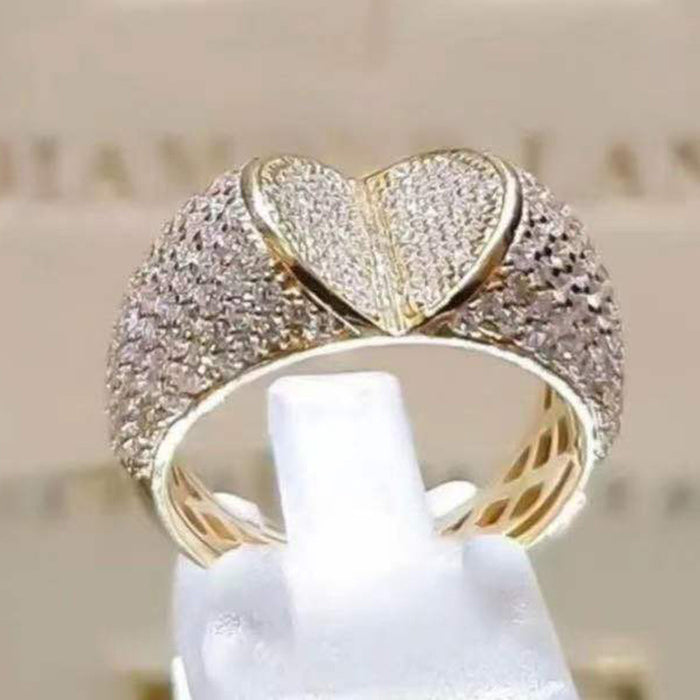 Anillo de fábrica para mujer con brillantes diamantes en forma de corazón