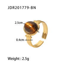 Anillo de Acero Inoxidable con Ojo de Tigre de Piedra Natural