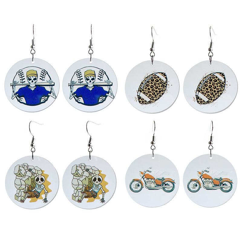 Acrylic sports earrings - wallojewerly 
