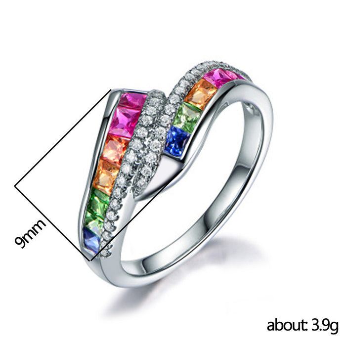 Colored zircon ring for women anniversary jewelry gift ring