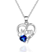 I love you mom engraved pendant women's clavicle necklace - wallojewerly 
