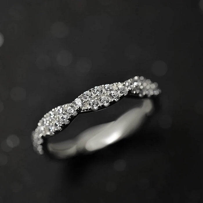 Anillo de boda para pareja con cinco garras de imitación de diamantes