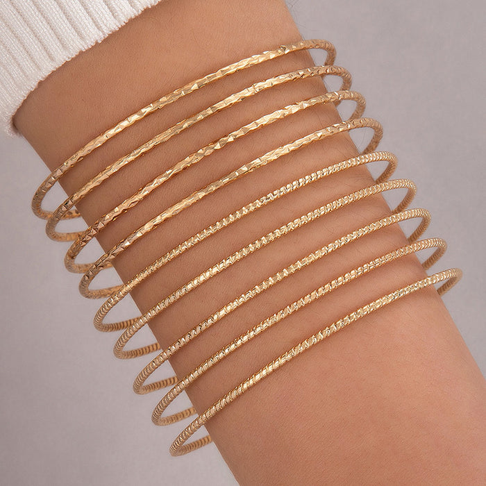 Wide Band Cuff Bracelet Set – Gold-Toned Statement Jewelry