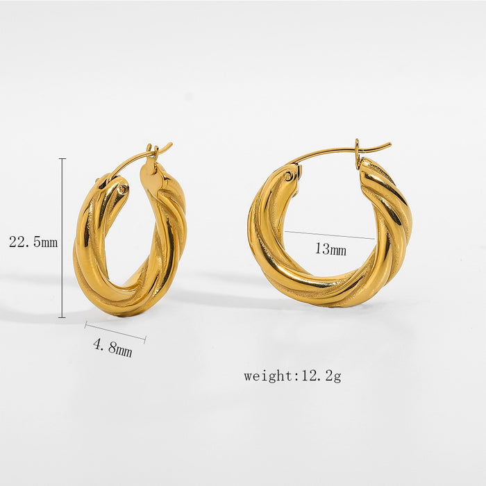 18K Gold Plated Stainless Steel Asymmetric Spiral Earrings - Minimalist Design Jewelry