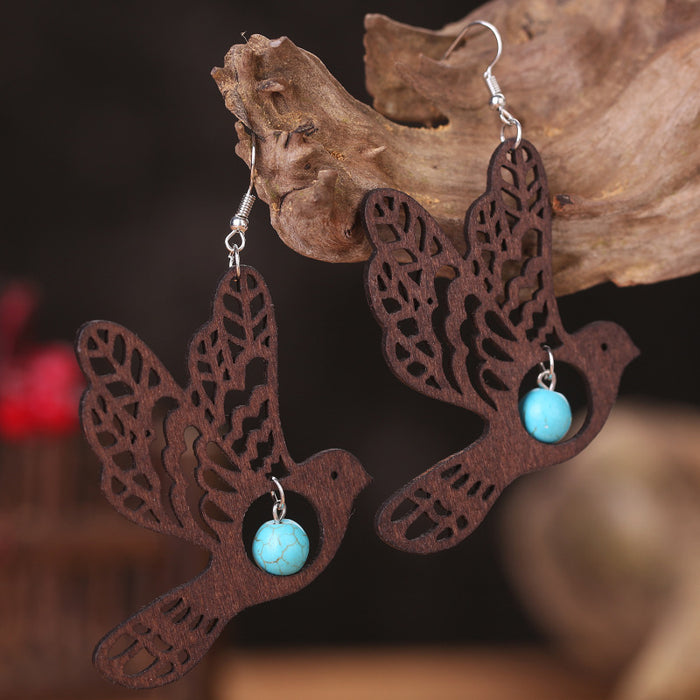 Wooden hollow butterfly earrings