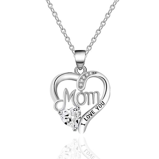 I love you mom engraved pendant women's clavicle necklace - wallojewerly 