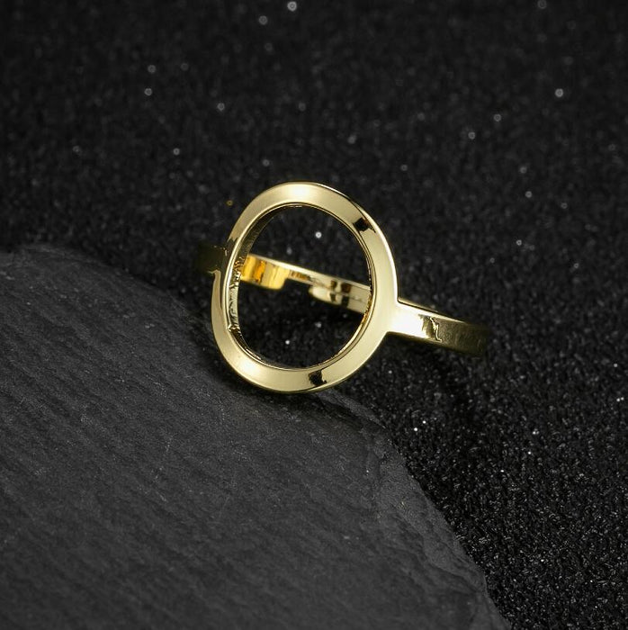 Fashionable 18K gold plated round ring, stainless steel open geometric ring wholesale